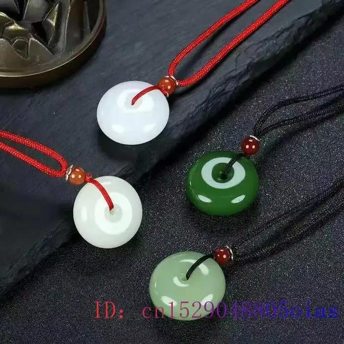 Véritable Jade beignet pendentif collier accessoires homme amulette jaspe bijoux charme chinois Vintage Talismans pierre breloques naturelles
