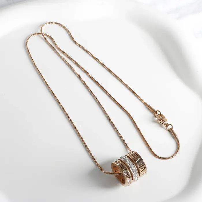 ZMfashion-Collier pendentif en chiffres romains incrustés pour femmes et hommes