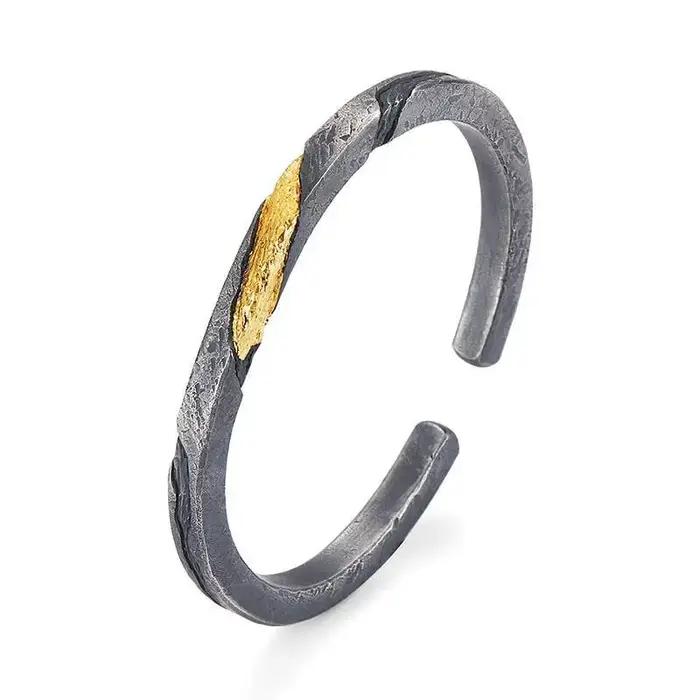 Bracelet Bracelet rétro en argent pour hommes avec bracelet fait main