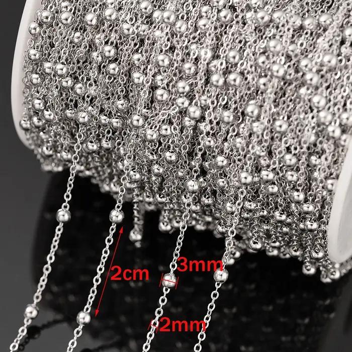 Chaînes de perles boule dorée en acier inoxydable de 2 mètres
