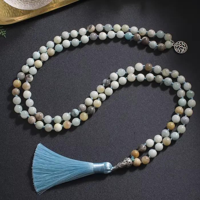 Collier Japamala en Amazonite Naturelle 8mm
