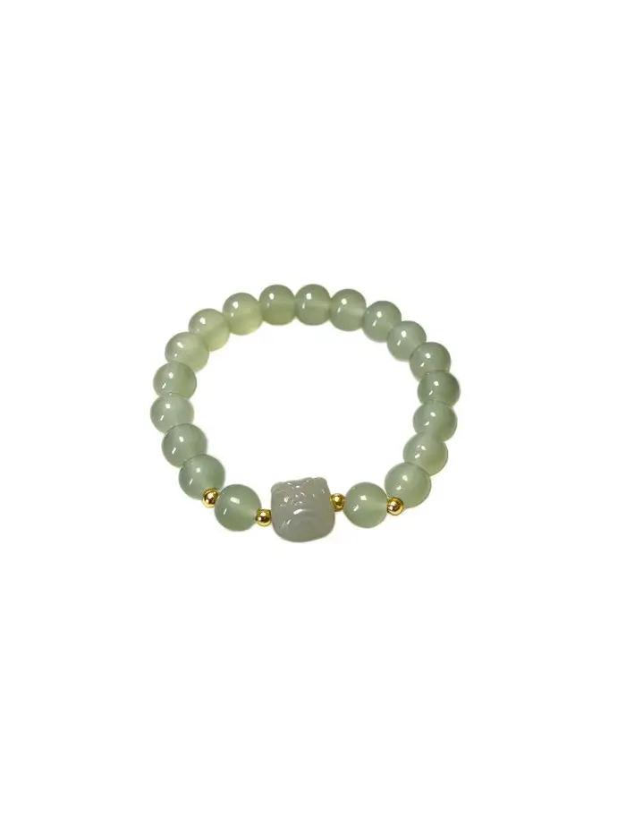 Bracelet perlé en jade Hetian naturel Qingshui 2026 – Bijou polyvalent pour femme