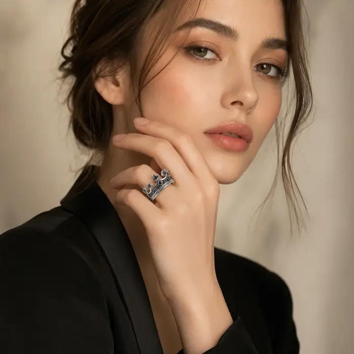 Bague royale couronne Style européen