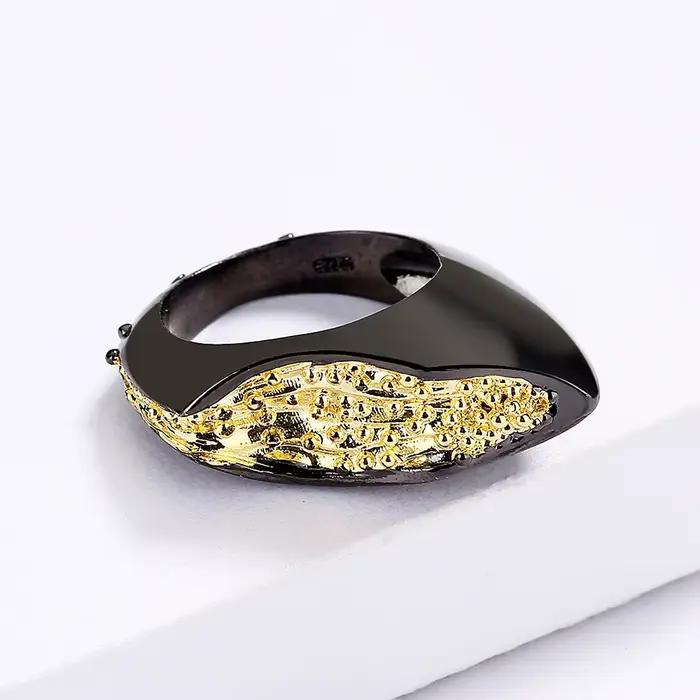 Bague créative géométrique or noir