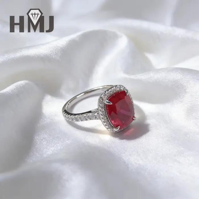 Bague HMJ en argent sterling 925 sertie d'émeraude/saphir/rubis de Colombie labellisée pour occasions spéciales et cadeaux de prestige pour femmes