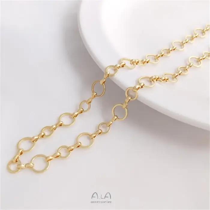 Chaîne d'anneau plaquée or 14K 6 + 8mm