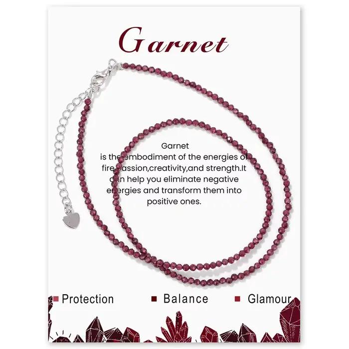 Collier en pierres semi-précieuses naturelles grenat, améthyste, quartz et obsidienne pour femmes et hommes, bijou bohème occasion spéciale