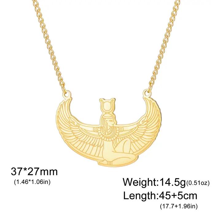Collier en acier inoxydable avec pendentif déesse Isis égyptienne Kkjoy, protection spirituelle, mythologie vintage, bijou de prière délicat unisexe, cadeau