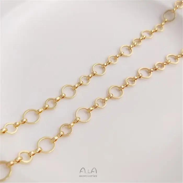 Chaîne d'anneau plaquée or 14K 6 + 8mm