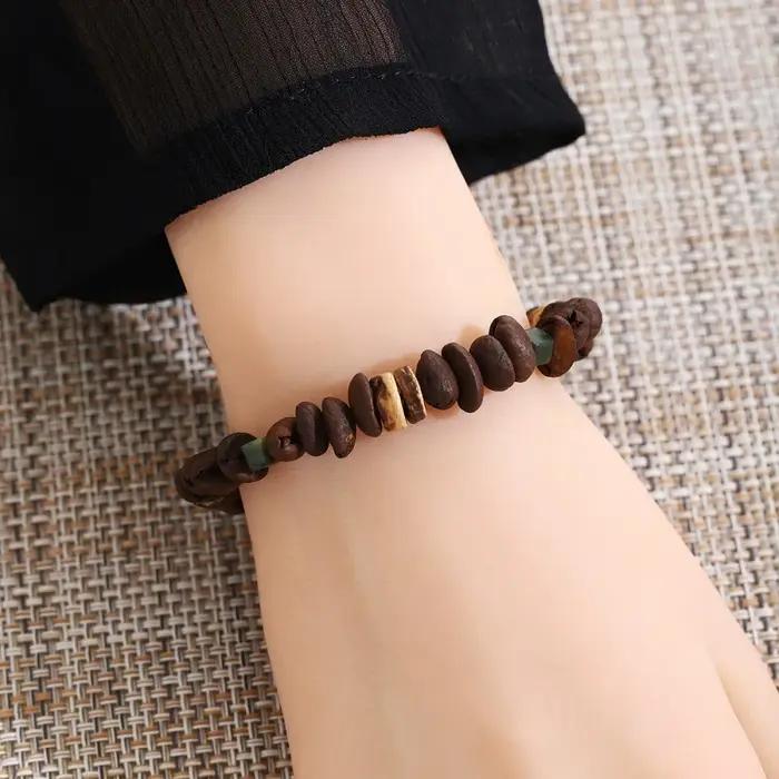 Nouveau bracelet de perles de café irrégulières avec luxe léger