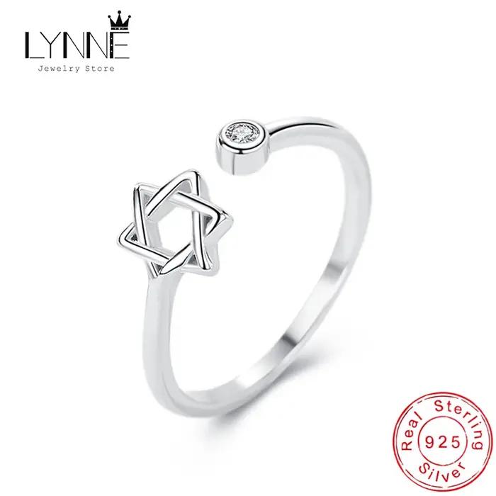 LYNNE bijoux mode 925 en argent Sterling étoile creuse Zircon anneaux en gros femmes tendance redimensionnable CZ anneau beau cadeau d'anniversaire