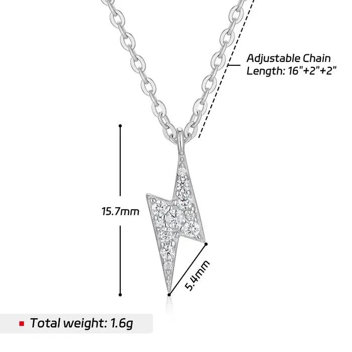 Collier pendentif éclair en moissanite Pretty Beauty en argent sterling 925 chaîne fine diamant pour clavicule bijoux raffinés pour femmes hommes occasions spéciales