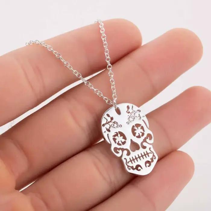 Collier pendentif crâne en acier inoxydable pour femmes et hommes, accessoires de bijoux à la mode