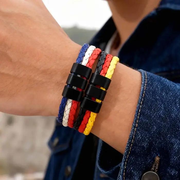 Bracelet en cuir en métal personnalisé pour hommes