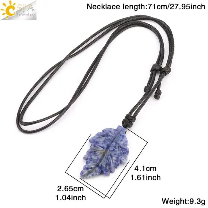 CSAlbaneCollier pendentif feuilles en pierre naturelle pour femmes et hommes