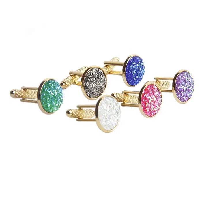 Boutons de manchette CHYVENEE en or sertis de strass élégants pour homme et femme occasions spéciales et tous les jours