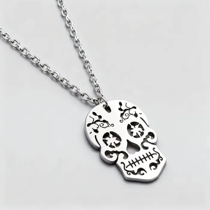 Collier pendentif crâne en acier inoxydable pour femmes et hommes, accessoires de bijoux à la mode