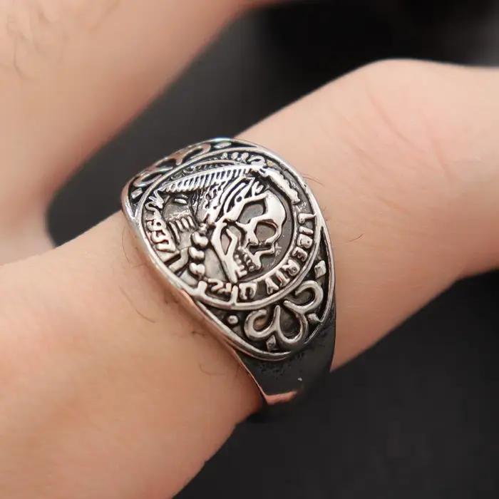 Bague Punk tête de crâne amérindien pour hommes