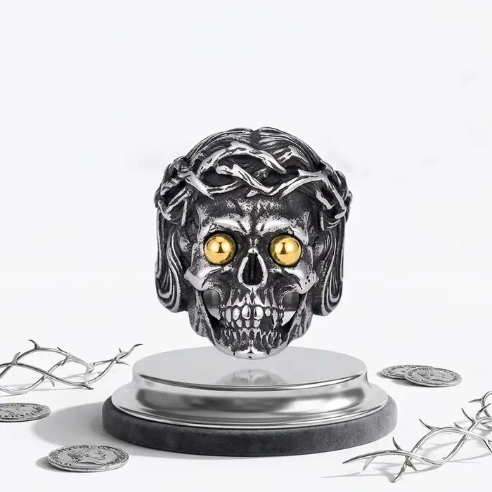 Bague crâne pour homme en acier inoxydable
