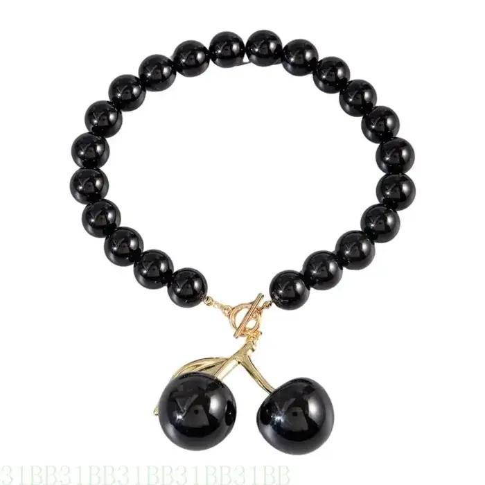 652f Collier pendentif en cerisier à mode Fashion Black Red Cerry Collier Charme pour les amateurs R