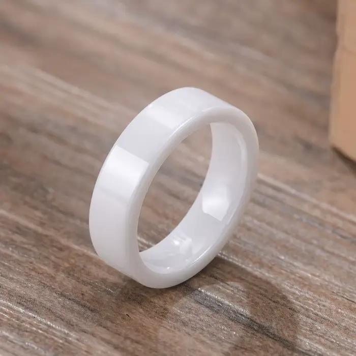 Bague de mariage en céramique blanche/noire de 6mm, pour hommes et femmes, taille 6-12