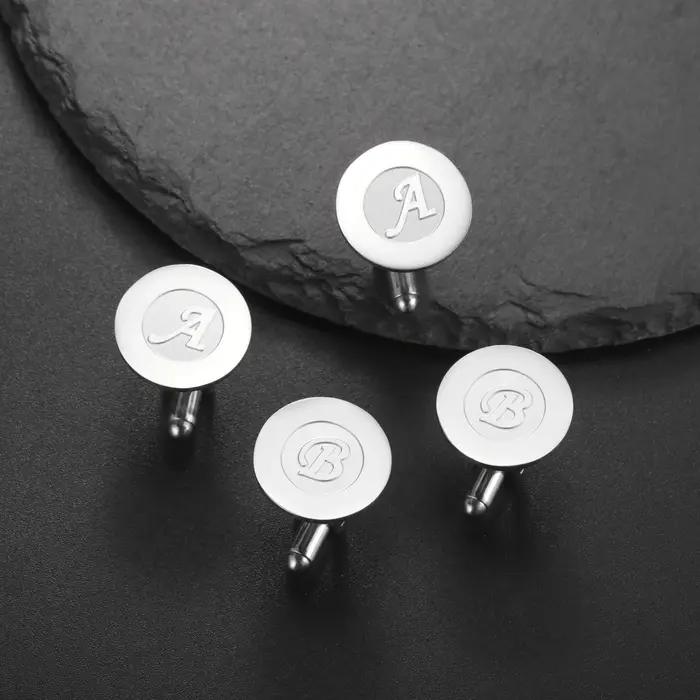 Boutons de manchette cazador initiale personnalisable en acier inoxydable pour hommes styles modernes occasions spéciales