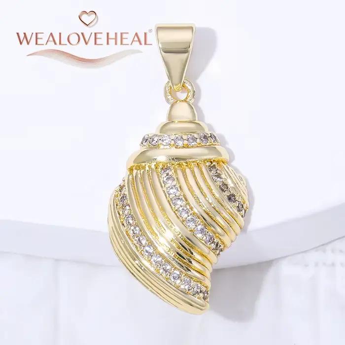 Charmes en laiton plaqué or 18K avec zircon cubique style océan pour création de bijoux DIY femmes occasions spéciales