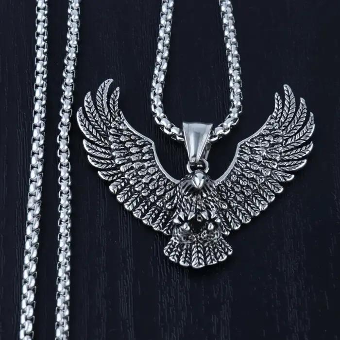 Collier pendentif aigle volant Hip Hop Punk chaîne en acier inoxydable bijoux pour hommes Vintage rappeur Rock accessoires cadeau 2025 nouveau