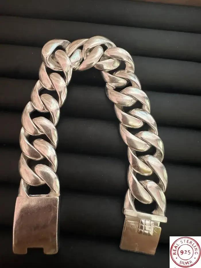 Bracelet large en argent pour homme