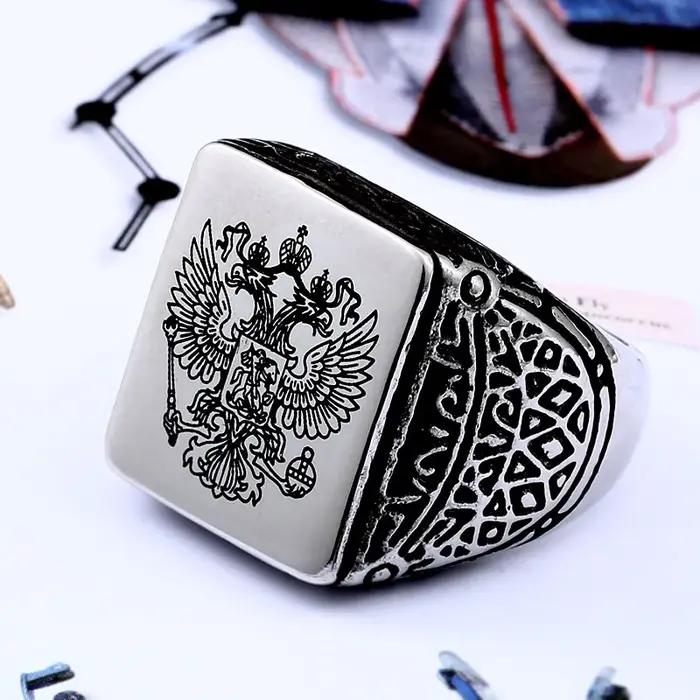 BEIER 2017 Cool Eagle Ring With A Coat Of Arms Of The Russian
