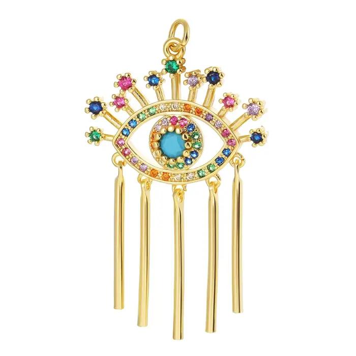 Juya 18K plaqué or artisanat émail hindouisme religieux judaïsme grec mauvais œil breloques pour bricolage pendentif fabrication de bijoux turcs