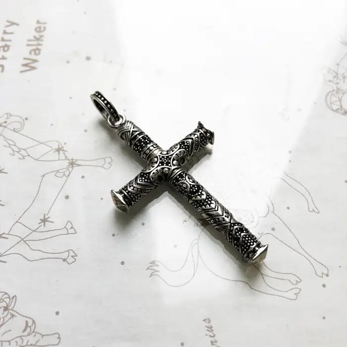 Pendentif Maori ornementation emblématique croix bijoux fins Europe 925 en argent Sterling Ethno cadeau pour femmes hommes