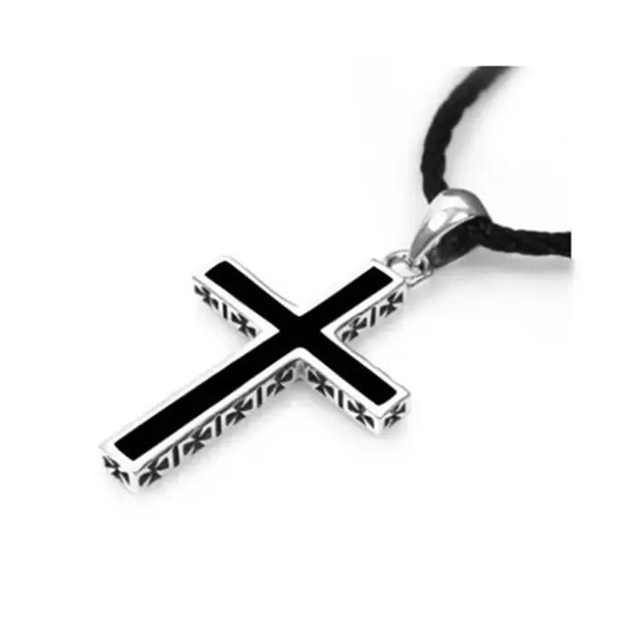 Collier en argent sterling 925 avec pendentif croix noire moderne pour homme et femme pour célébrer vos occasions spéciales et anniversaires