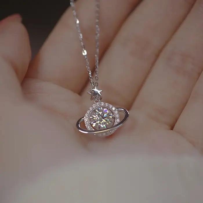Collier planète en argent Sterling 925