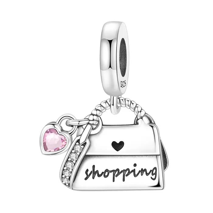 PANPOKI Breloques en argent sterling 925 en forme de sac de shopping