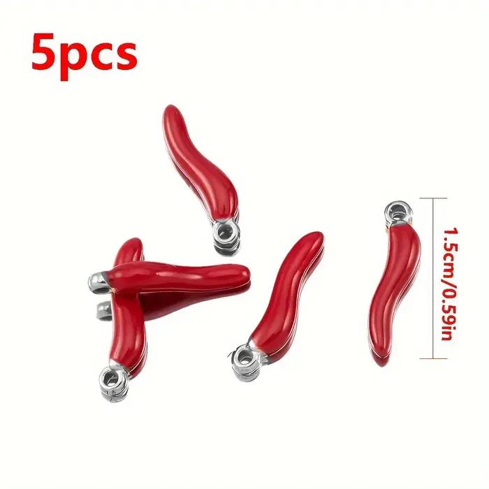 Collier pendentif en forme de piment rouge en acier inoxydable plaqué or, 5 pièces, pour la fabricat
