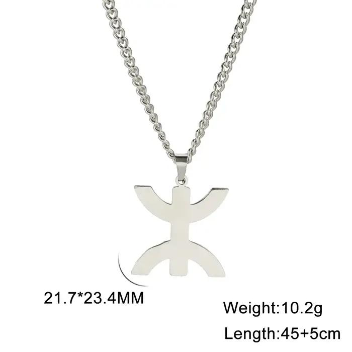 Collier avec pendentif berbère en acier inoxydable symbole Yaz femme traditionnelle cadeau spécial