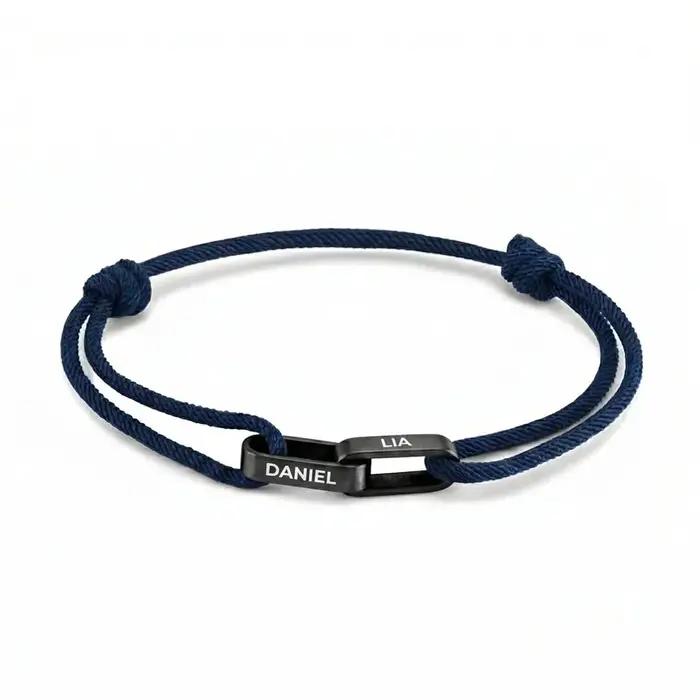 Bracelet de couple personnalisé avec 2 noms gravés – Bracelet d'amitié en corde réglable pour lui et elle, bijoux assortis minimalistes