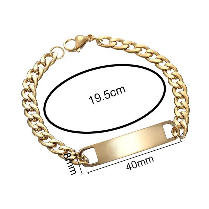 Bracelet avec nom gravé en acier inoxydable pour hommes