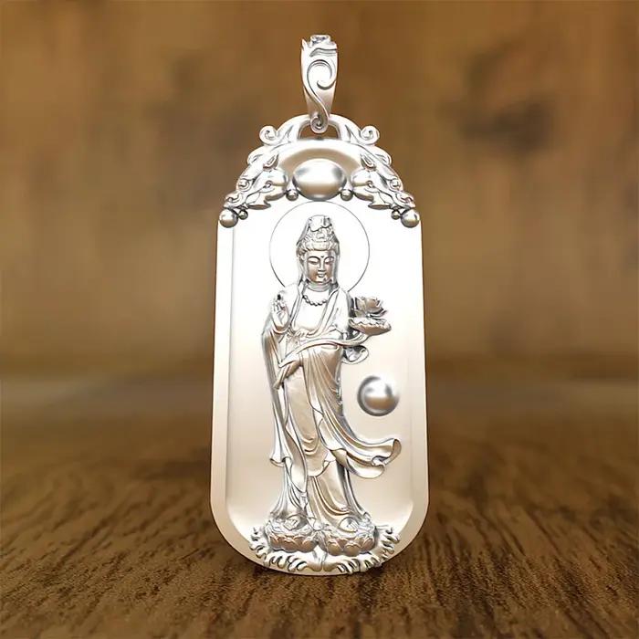 Avalokitesvara-Collier pendentif TathagMiBuddha pour femme et homme