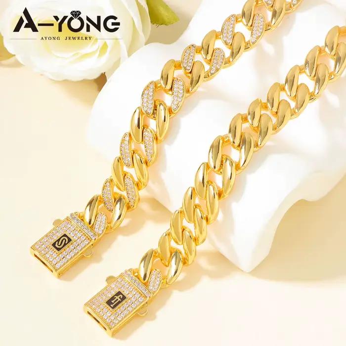 Bracelet Hip Hop de Luxe Dubaï Plaqués Or 21 Carats Zirconium Italien pour Femmes Occasions Spéciales Arabes Mariages Soirées
