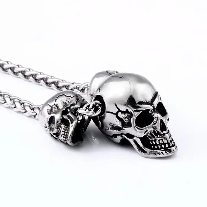 Beier conception Unique punk crâne haute qualité motard en acier inoxydable 316L pendentif collier bijoux LLBP8-216PX