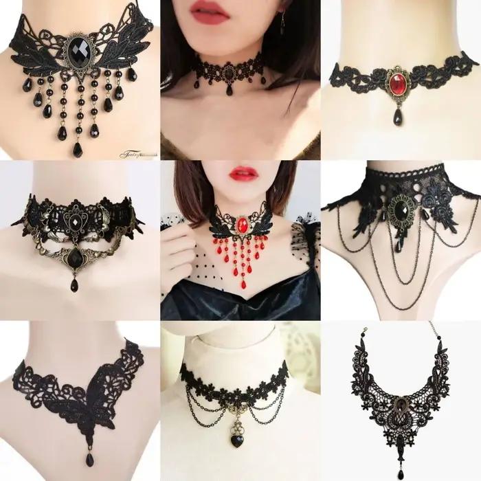 Collier en dentelle noire
