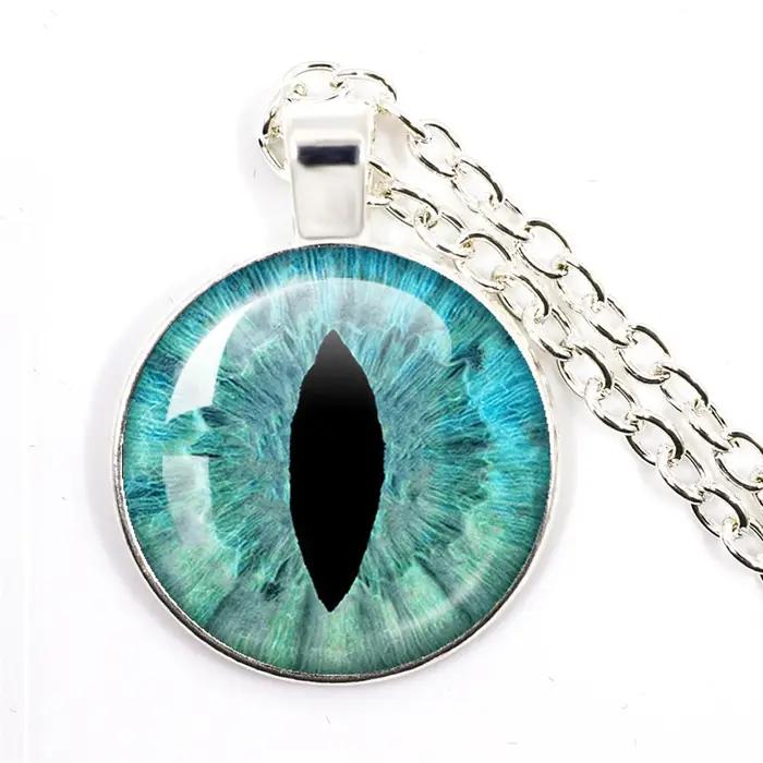Collier mauvais œil bleu Violet vert Sauron Dragon Eye colliers verre Cabochon pendentif