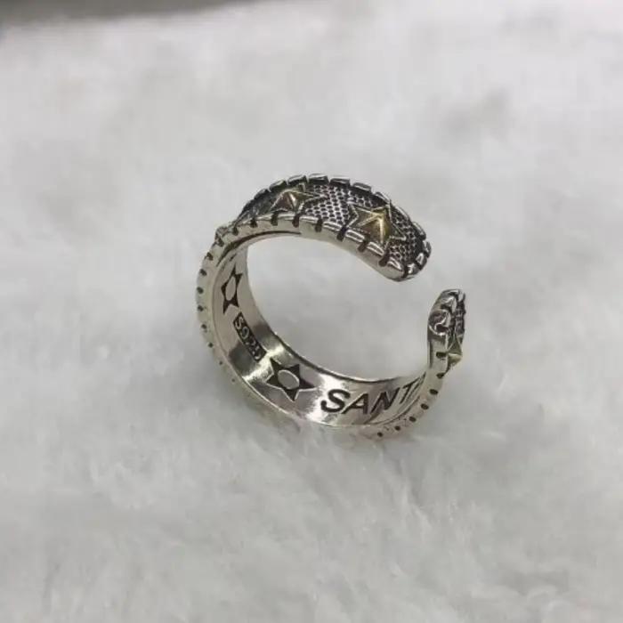 Buyee-Bague ouverte étoile dorée en argent regardé 925 pour homme et femme