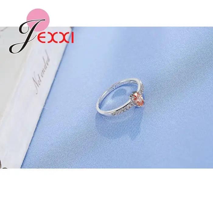 Bague de promesse en argent Sterling 925 sertie de zirconium orange et jaune pour femmes et filles occasions spéciales anniversaires fiançailles mariage