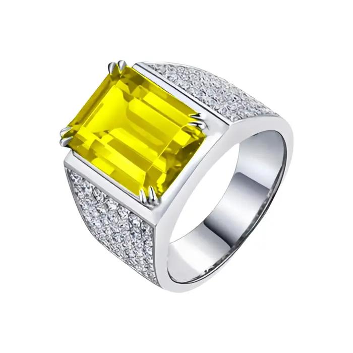Bague en émeraude verte naturelle pour homme