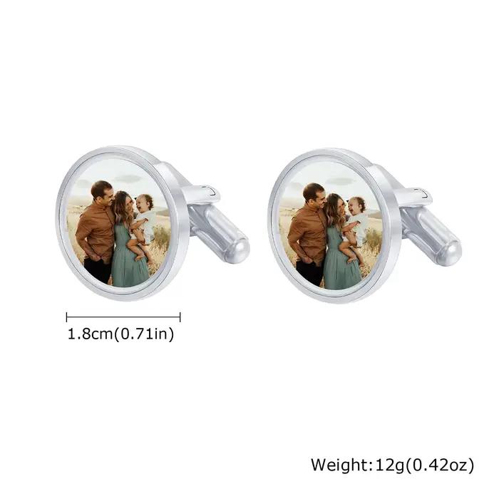 Boutons de manchette personnalisés pour hommes et garçons, boutons de manchette Photo imperméables,