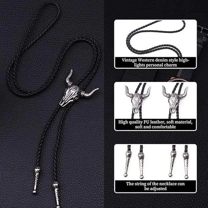 Collier vintage en cuir réglable avec pendentif animal de compagnie pour hommes style western occasions spéciales