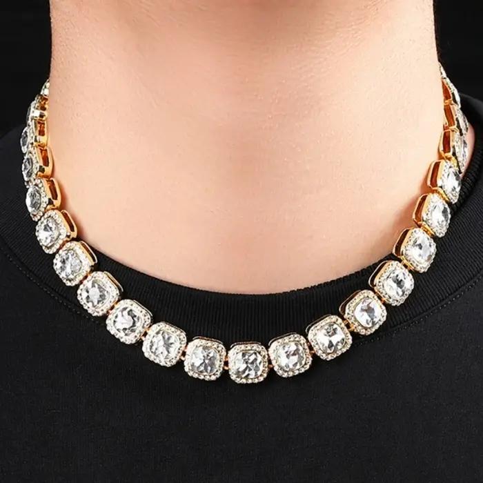 Collier Chaîne de Tennis HNSP en Zircone Cubique Style Rock Pour Hommes et Femmes Occasions Spéciales